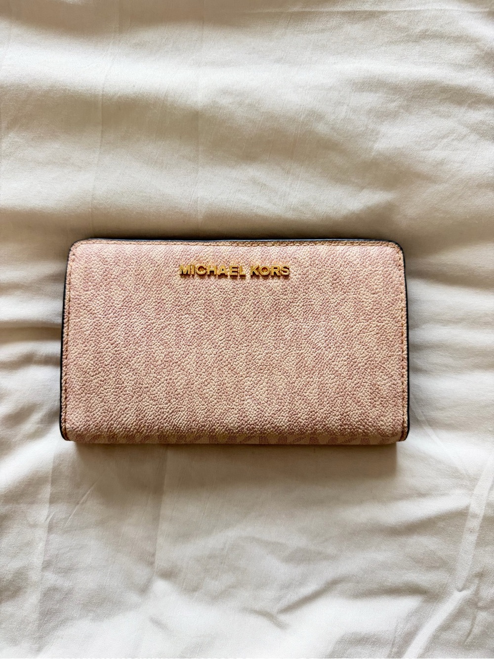 Michael Kors Blush Pink Saffiano Leather Wallet with Gold Logo